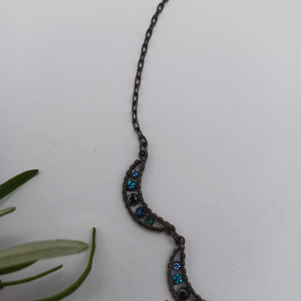 SOLD - Crystal Crescent Necklace - Picture 9 of 14